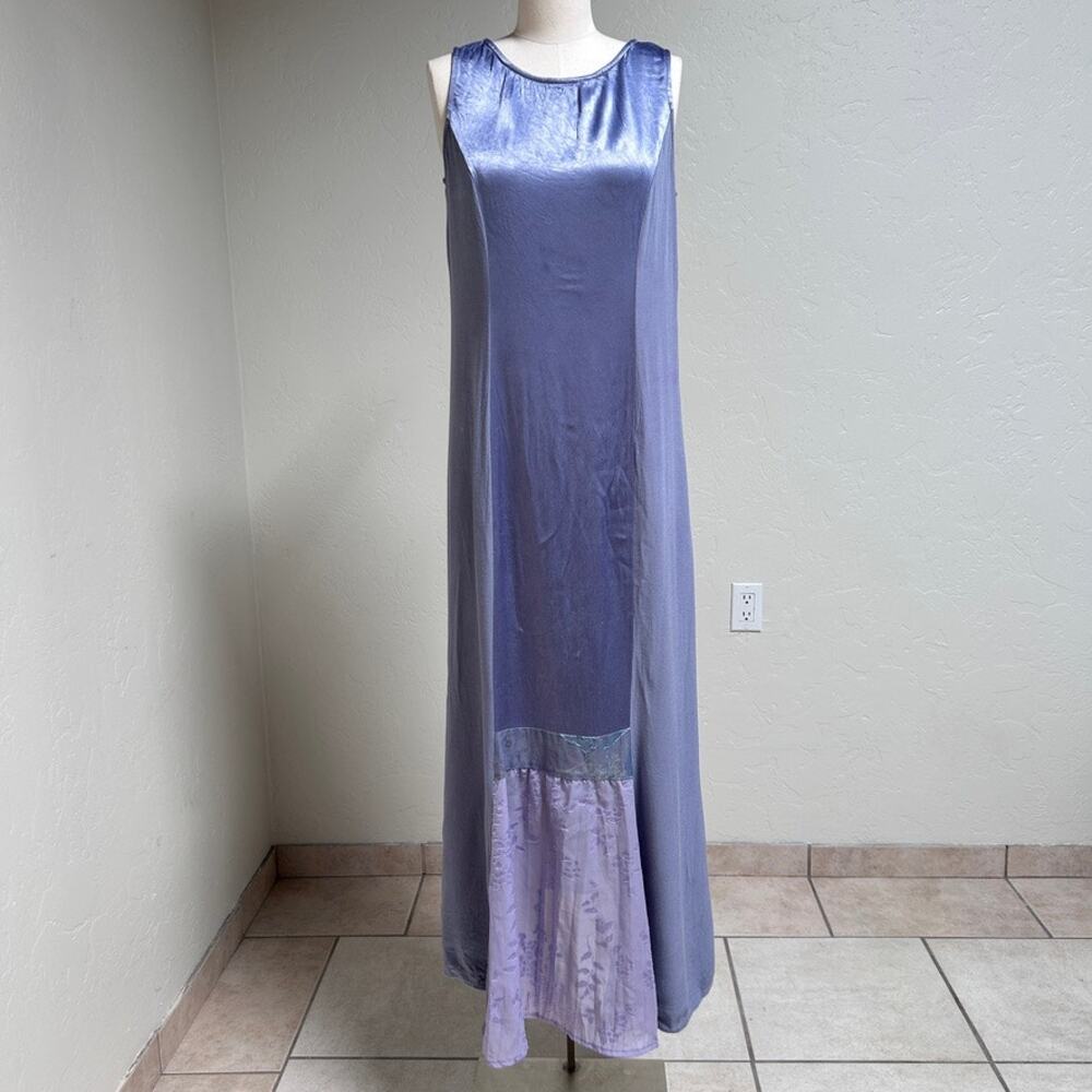 Vintage Y2K Silk Blend Fairy Maxi Dress Purple Ren Faire Boho Hippie Whimsy S M